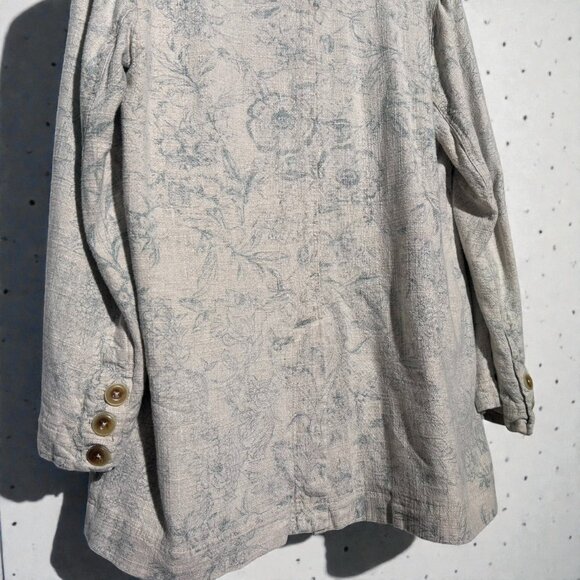 We The Free Patterned Linen Blazer Size Medium Women’s Cream Sage - Picture 6 of 6